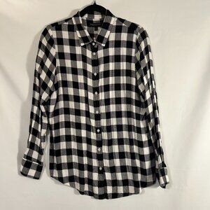 Women's Banana Republic Dillon Black and White Plaid Soft Flannel Shirt Size: M